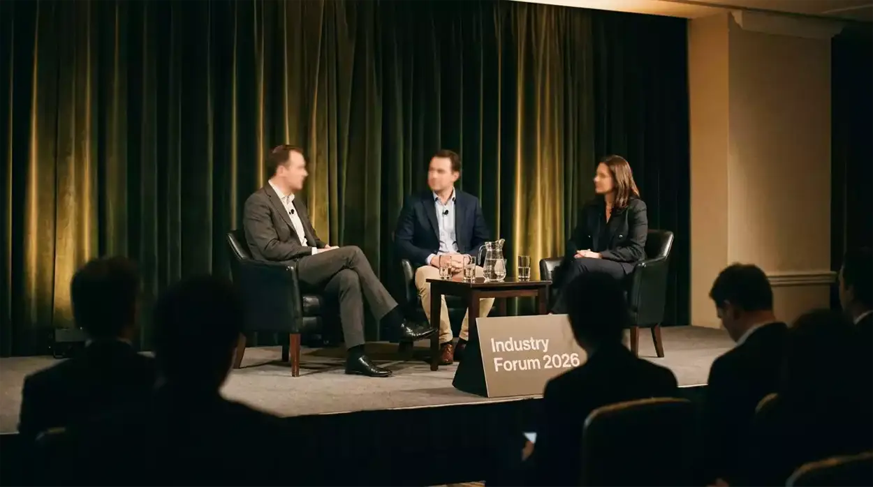 Industry conference panel with speakers addressing UK gambling reform from a stage