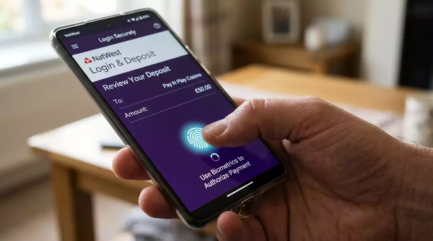 Biometric bank login completing a Pay N Play deposit