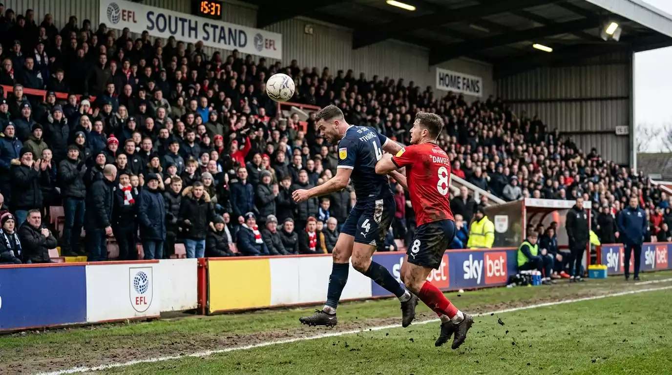 EFL Championship match action with players competing in front of a packed home crowd