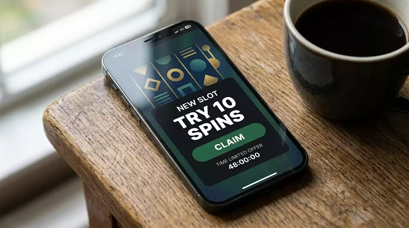 Time-limited slot launch promotional window on a UK casino site offering free no-deposit spins