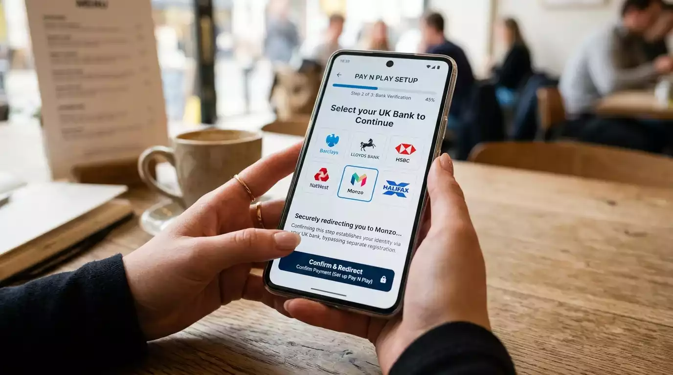 Mobile screen mid-redirect during a Pay N Play onboarding flow