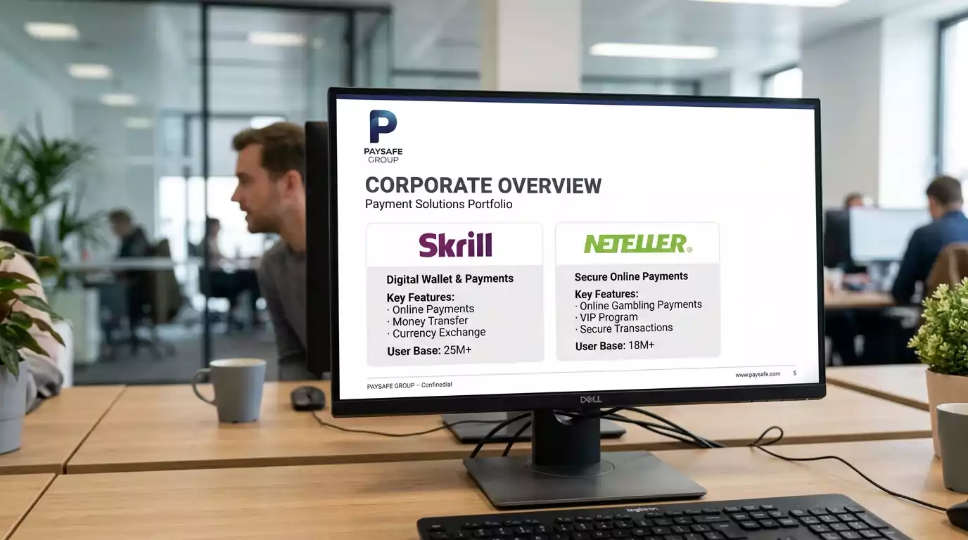 Paysafe Group corporate identity over its Skrill and Neteller wallet brands