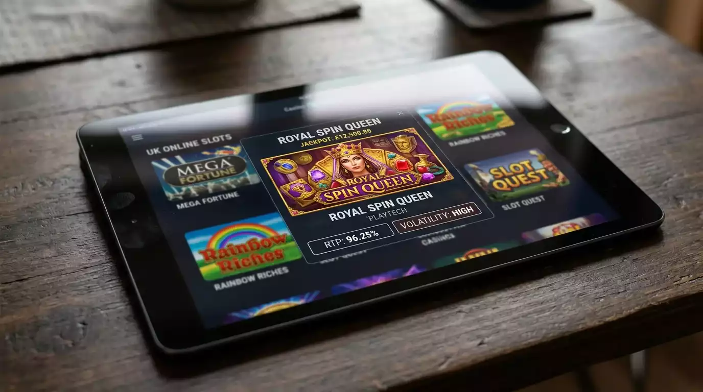 Online slot tile showing fixed RTP percentage on the lobby card