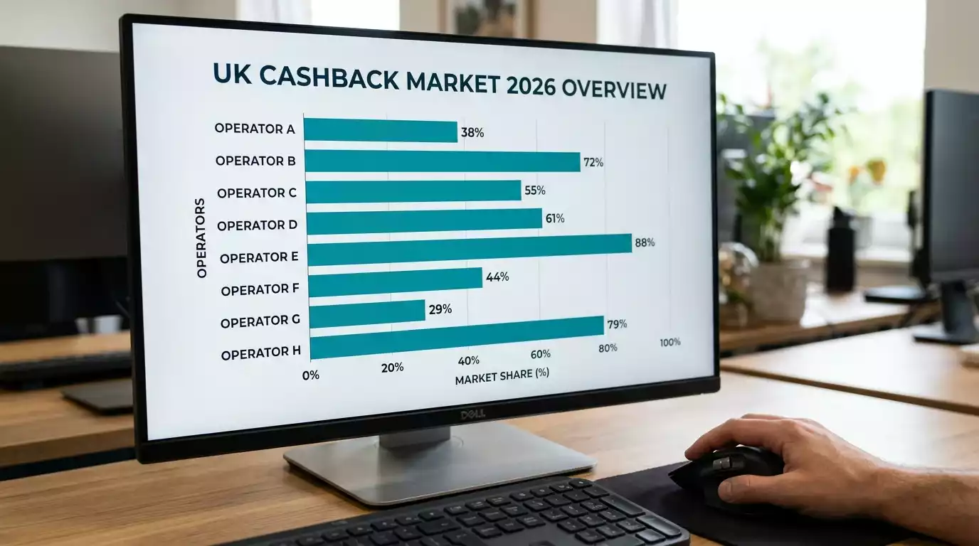 UK cashback casino market overview chart showing operator distribution across rebate models
