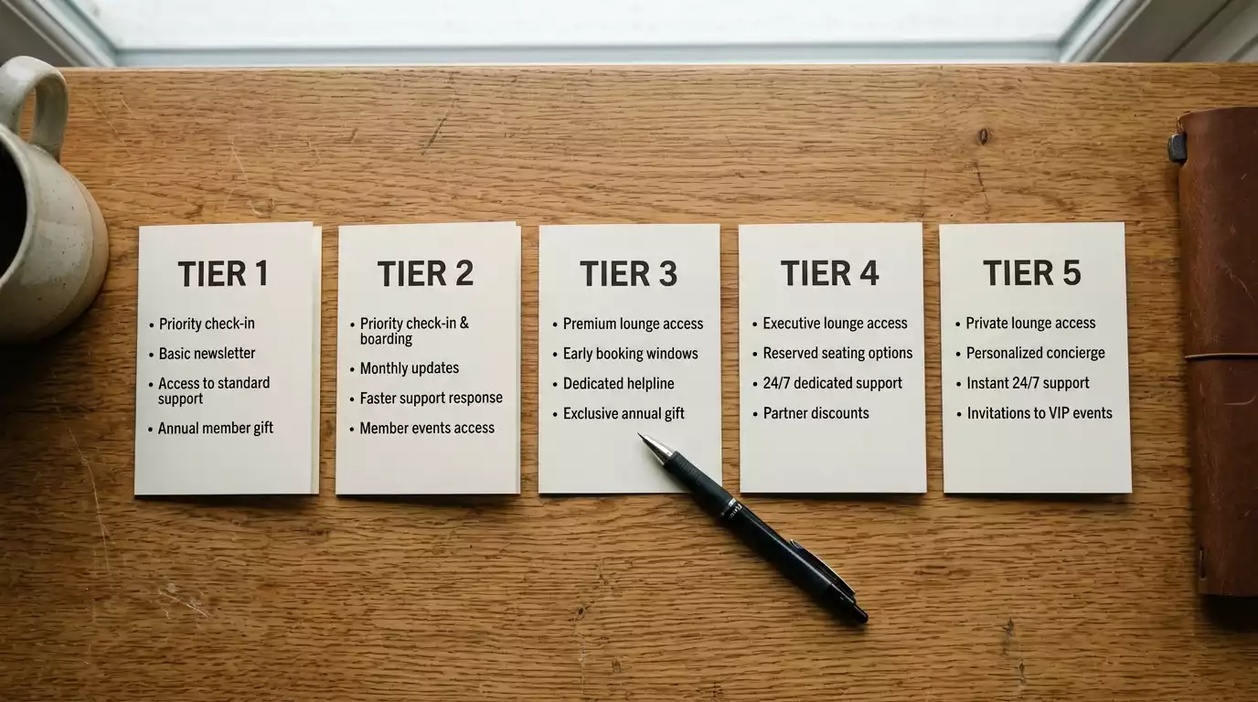 UK casino VIP tier benefit summary cards stacked side by side for direct comparison
